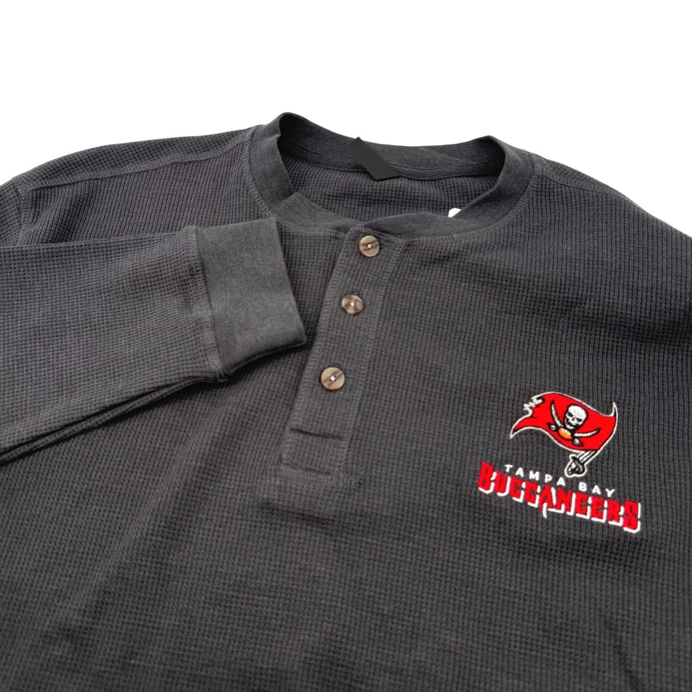 Tampa Bay Buccaneers‎ Logo Thermal Henley Long Sleeve T-Shirt Charcoal Men 2XL